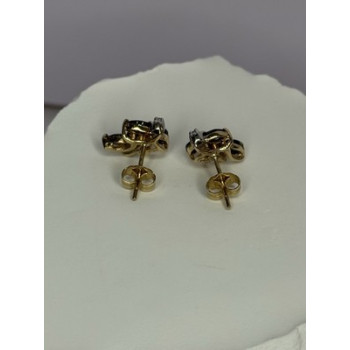 14K YELLOW GOLD SAPPHIRE & DIAMOND DREAM EARRINGS LENGTH 0.4 INCH