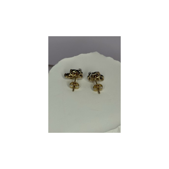 14K YELLOW GOLD SAPPHIRE & DIAMOND DREAM EARRINGS LENGTH 0.4 INCH