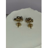 14K YELLOW GOLD SAPPHIRE & DIAMOND DREAM EARRINGS LENGTH 0.4 INCH