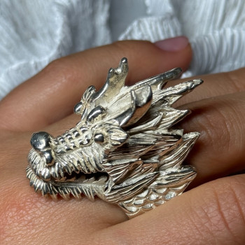 925 Sterling Silver Dragon Ring Size 11