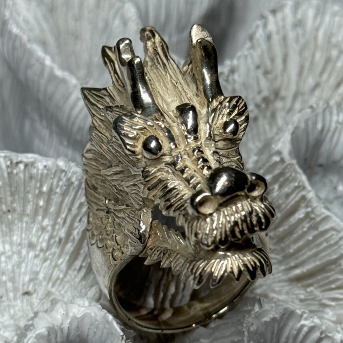 925 Sterling Silver Dragon Ring Size 11