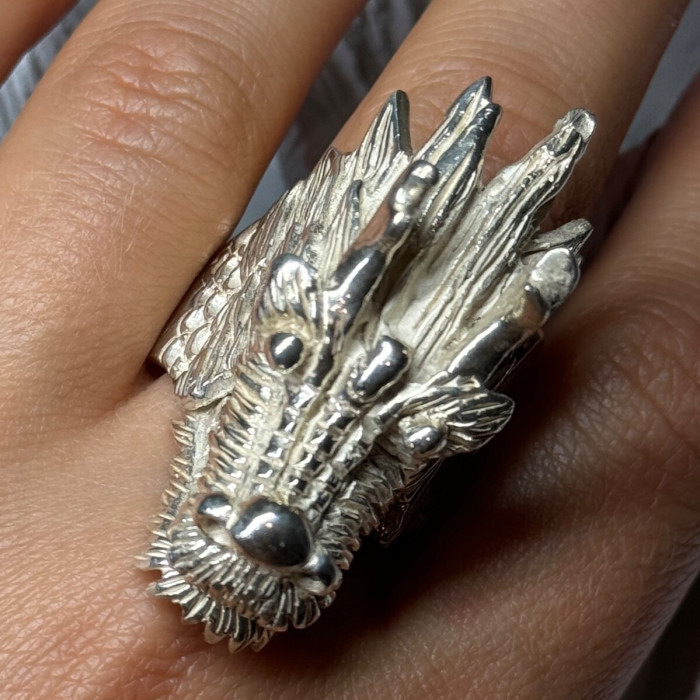 925 Sterling Silver Dragon Ring Size 11