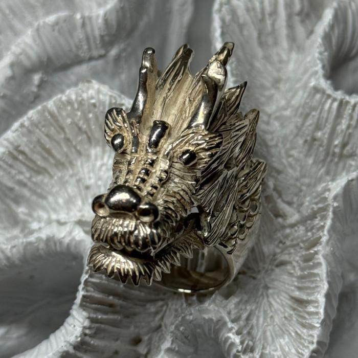 925 Sterling Silver Dragon Ring Size 11
