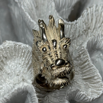 925 Sterling Silver Dragon Ring Size 11
