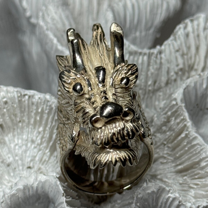 925 Sterling Silver Dragon Ring Size 11