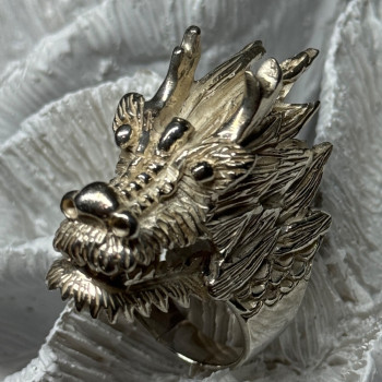 925 Sterling Silver Dragon Ring Size 11