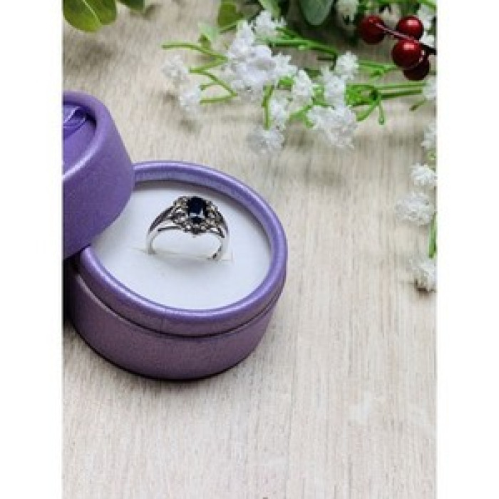 925 Sterling Silver Black Spinel Ring Size 6.5