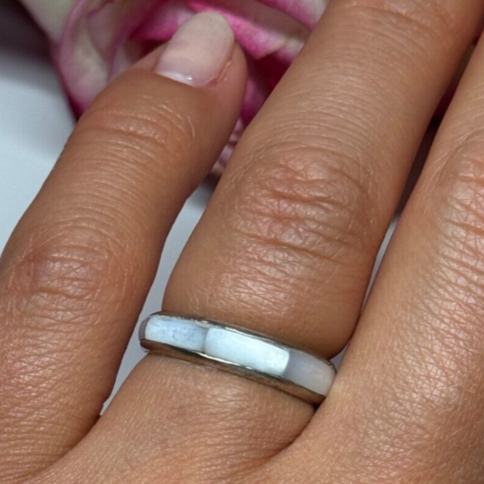 925 Sterling Silver Abalone Ring Size 5.5