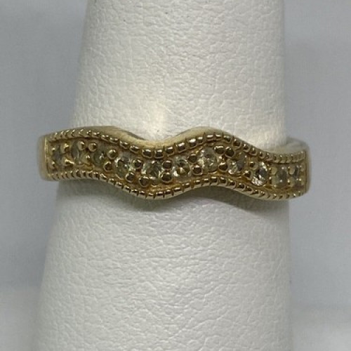925 Sterling Silver Gold Plated CZ Ring Size 6.75