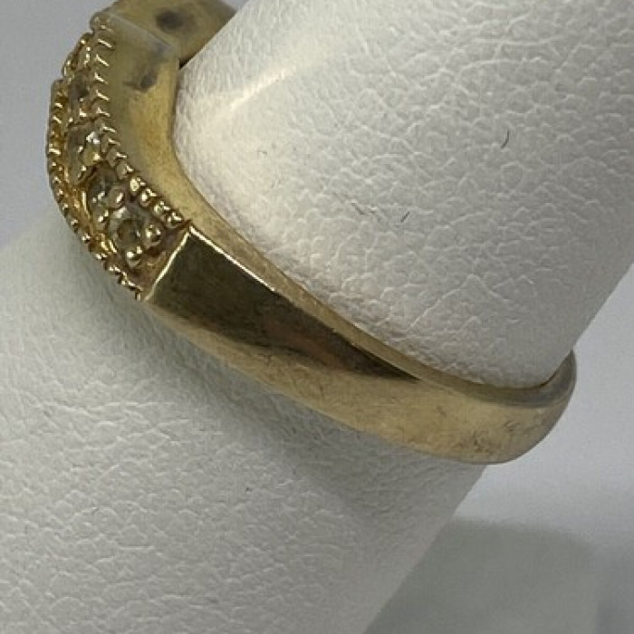 925 Sterling Silver Gold Plated CZ Ring Size 6.75