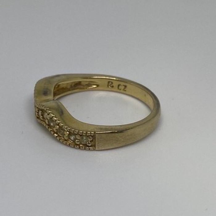 925 Sterling Silver Gold Plated CZ Ring Size 6.75
