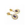 14K YELLOW GOLD MOONSTONE & DIAMONDS EARRINGS