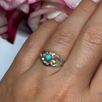 925 Sterling Silver Turquoise Ring Size 6