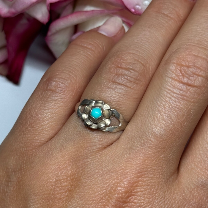 925 Sterling Silver Turquoise Ring Size 6