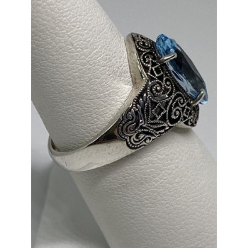 925 Sterling Silver Ring With Topaz Size 6.75