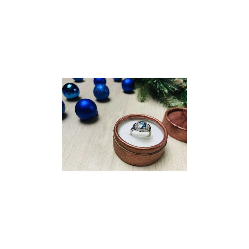 925 Sterling Silver Aquamarines Ring Size 7