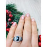 925 Sterling Silver Aquamarines Ring Size 7