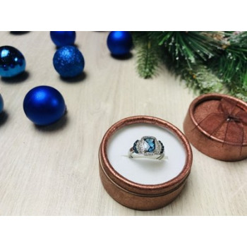 925 Sterling Silver Aquamarines Ring Size 7