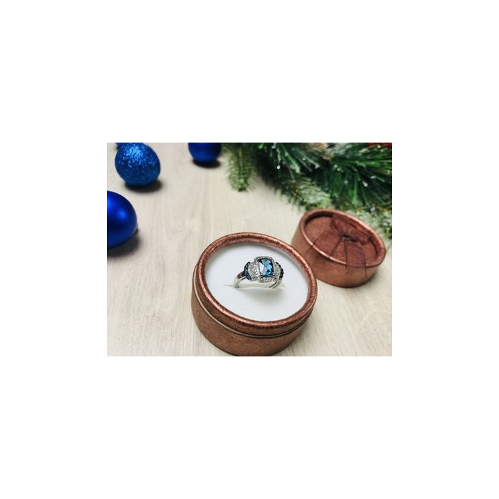 925 Sterling Silver Aquamarines Ring Size 7