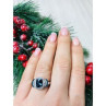 925 Sterling Silver Aquamarines Ring Size 7