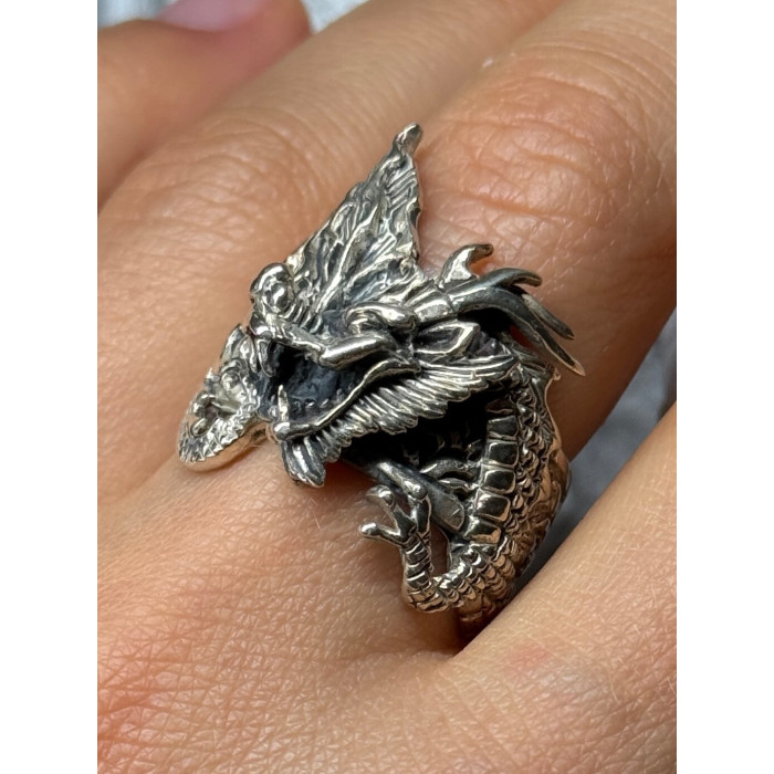 925 STERLING SILVER DRAGON RING SIZE 9