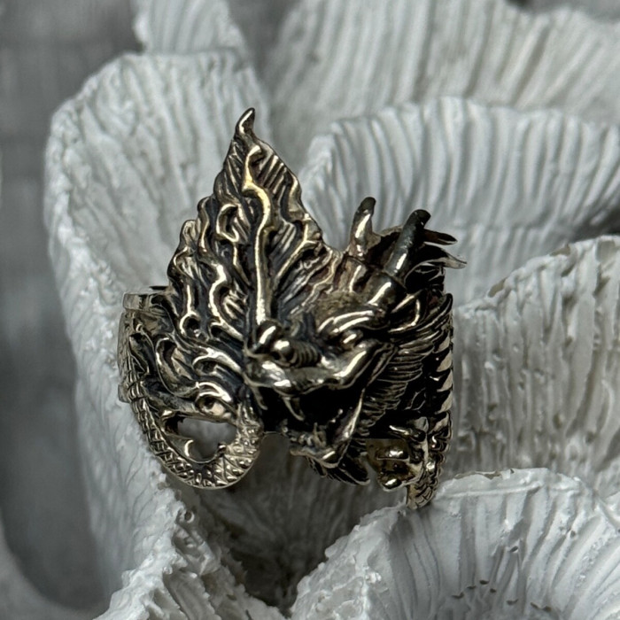 925 Sterling Silver Dragon Ring Size 9