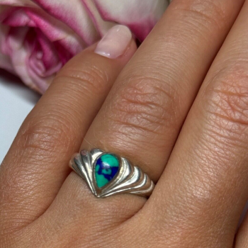 925 Sterling Silver Turquoise Ring Size 5.5