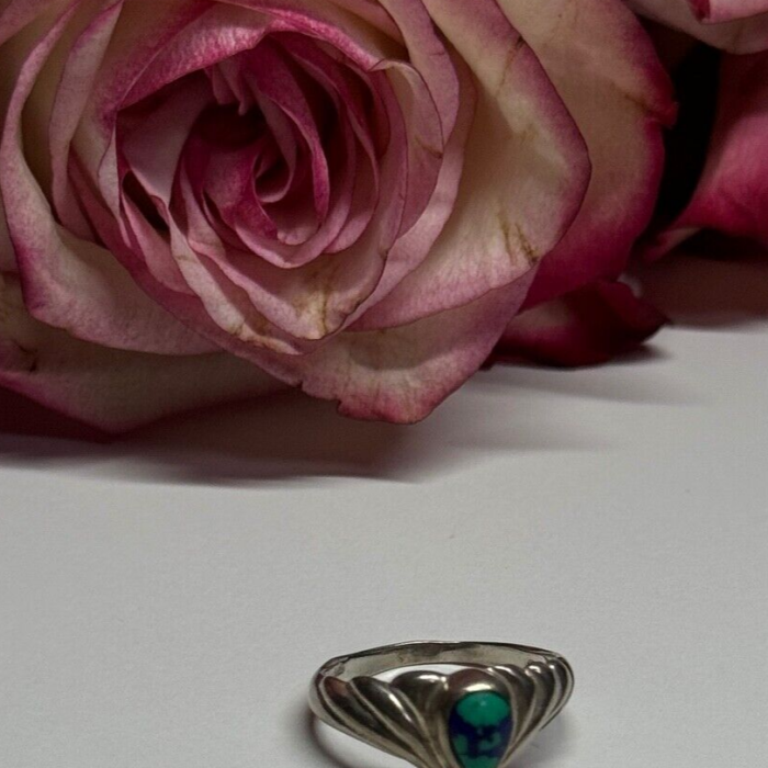 925 Sterling Silver Turquoise Ring Size 5.5