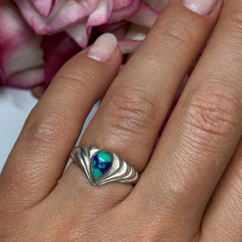 925 Sterling Silver Turquoise Ring Size 5.5
