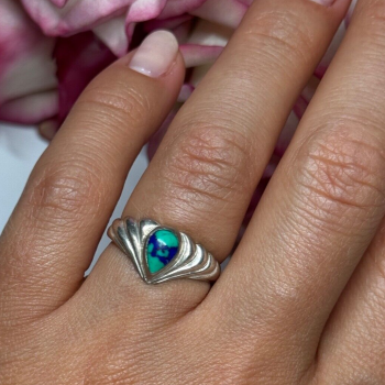 925 Sterling Silver Turquoise Ring Size 5.5