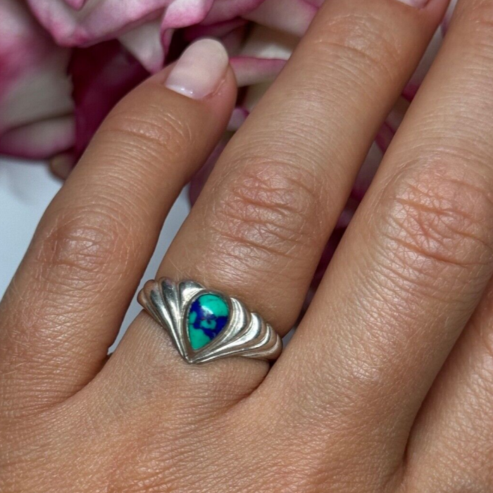 925 Sterling Silver Turquoise Ring Size 5.5