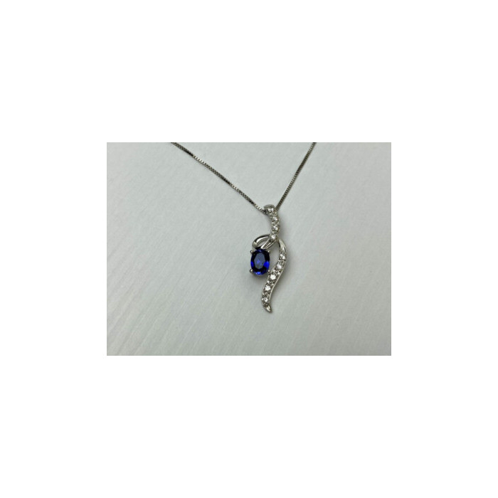 925 STERLING SILVER LONDON BLUE & WHITE TOPAZ CHAIN WITH PENDANT