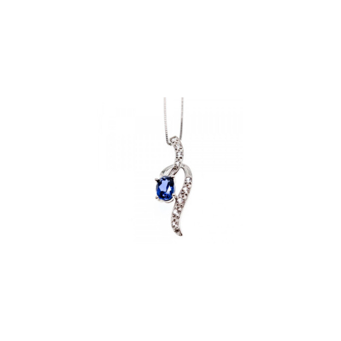 925 STERLING SILVER LONDON BLUE & WHITE TOPAZ CHAIN WITH PENDANT