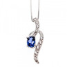 925 Sterling Silver London Blue & White Topaz Chain With Pendant