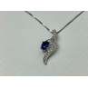 925 STERLING SILVER LONDON BLUE & WHITE TOPAZ CHAIN WITH PENDANT