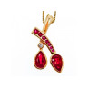 925 STERLING SILVER GOLD PLATED RUBELLITE & CZ CHAIN WITH PENDANT