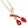925 Sterling Silver Gold Plated Rubellite & CZ Chain With Pendant