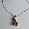 925 Sterling Silver Gold Plated Rubellite & CZ Chain With Pendant