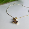 925 Sterling Silver Gold Plated Rubellite & CZ Chain With Pendant