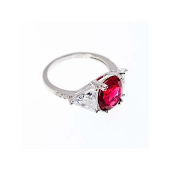 925 Sterling Silver Pink & White CZ Ring Size 12.5
