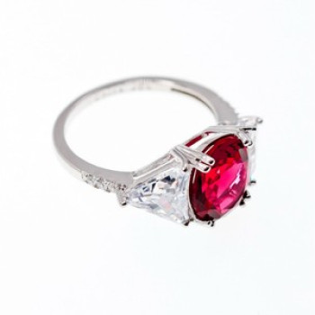 925 Sterling Silver Pink & White CZ Ring Size 12.5