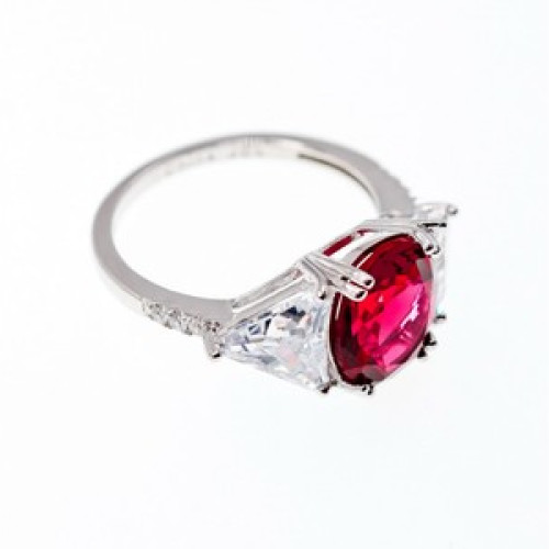 925 Sterling Silver Pink & White CZ Ring Size 12.5