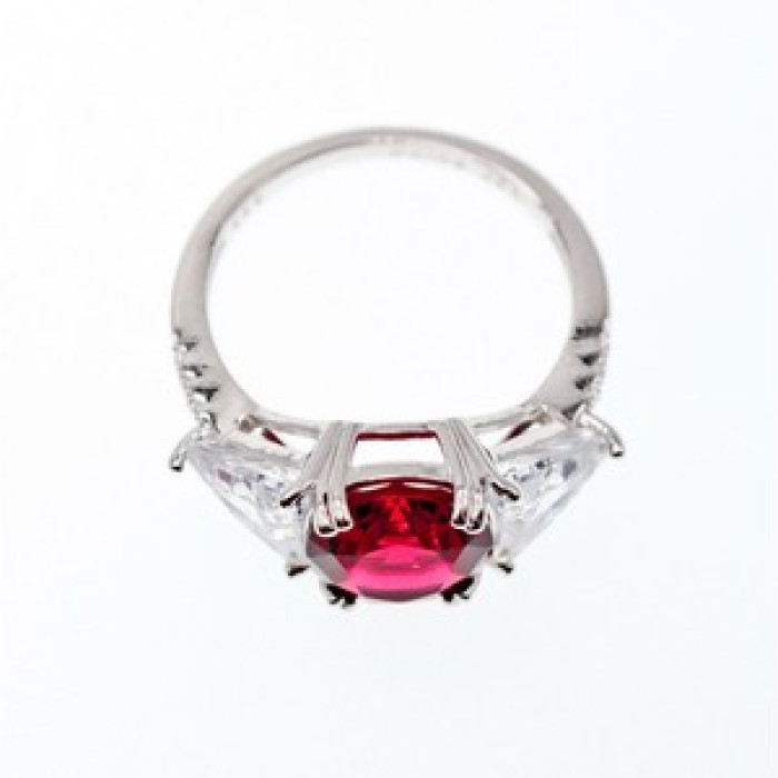 925 Sterling Silver Pink & White CZ Ring Size 12.5