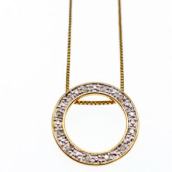 925 Sterling Silver Gold Plated White Sapphire Necklace Italy
