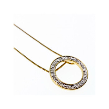 925 Sterling Silver Gold Plated White Sapphire Necklace Italy