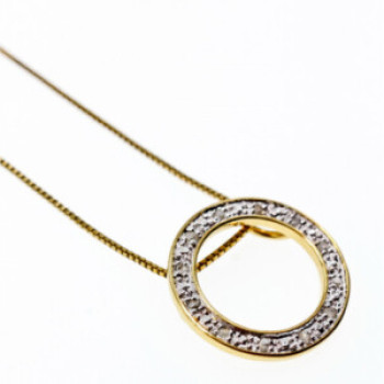 925 Sterling Silver Gold Plated White Sapphire Necklace Italy
