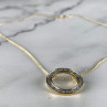 925 Sterling Silver Gold Plated White Sapphire Necklace Italy