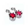 925 Sterling Silver Rubellite & CZ Earrings