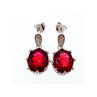 925 Sterling Silver Rubellite & CZ Earrings