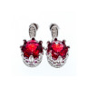 925 Sterling Silver Rubellite & CZ Earrings